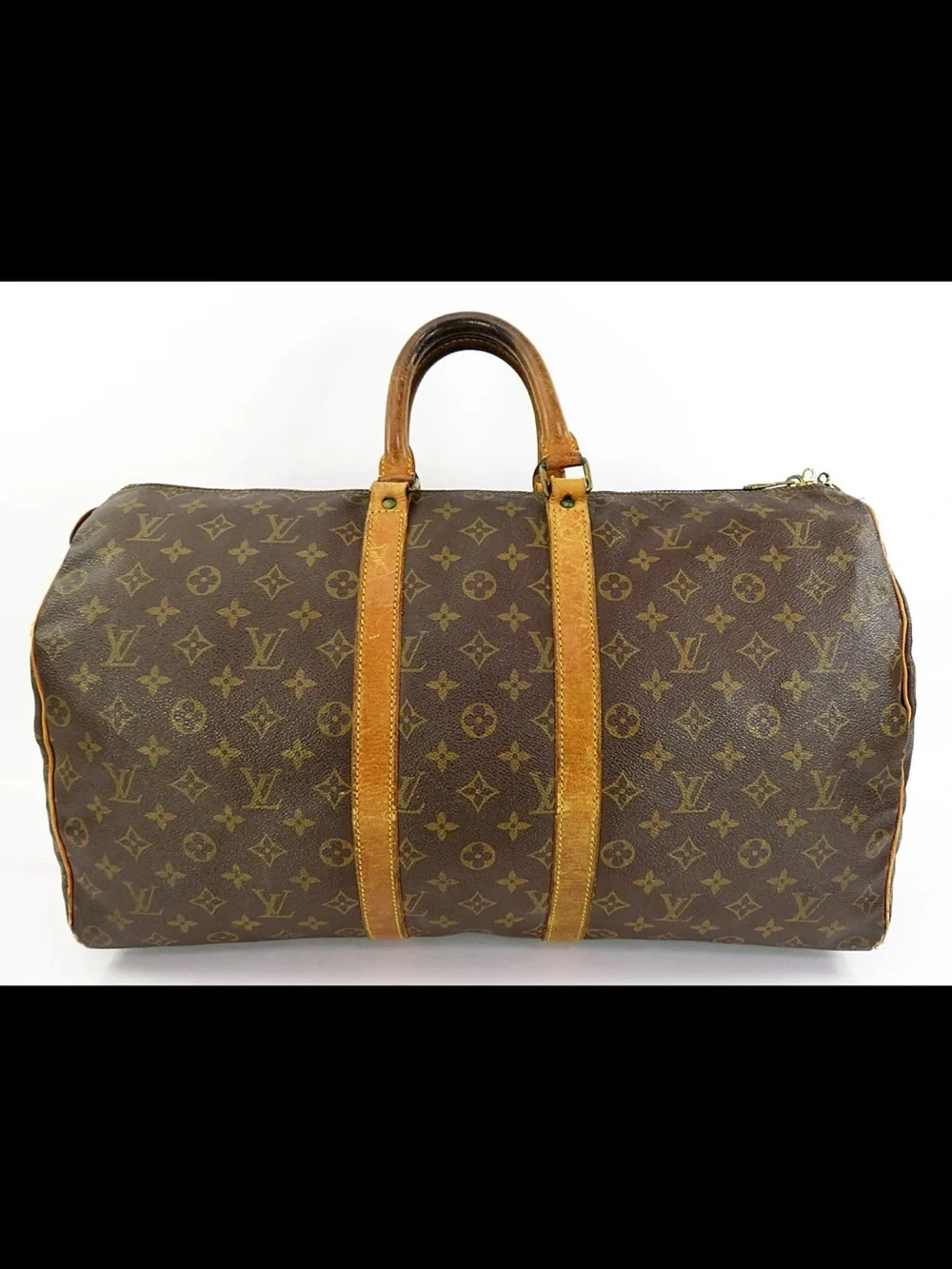 Louis Vuitton Brown Monogram Canvas Duffel with Tan Leather Trim